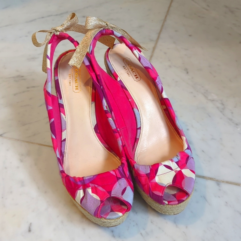 Coach wedges with bow details, women's size 8.5
